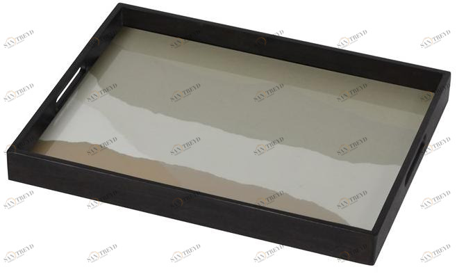 Ethnicraft Прямоугольный поднос из дерева и стекла Wabi sabi 20463