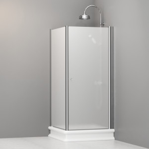 9147S0 Душевая кабина SX с распашной дверью и фиксированной боковой частью для душевого поддона 90x90 квадрат, цвет Хромированный Kerasan RETRO Италия