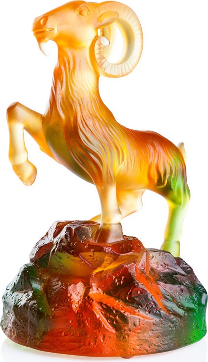 10565852 Cristal de Paris Фигурка Cristal de Paris  "Горный козел" 17см (янтарная) Хрусталь 