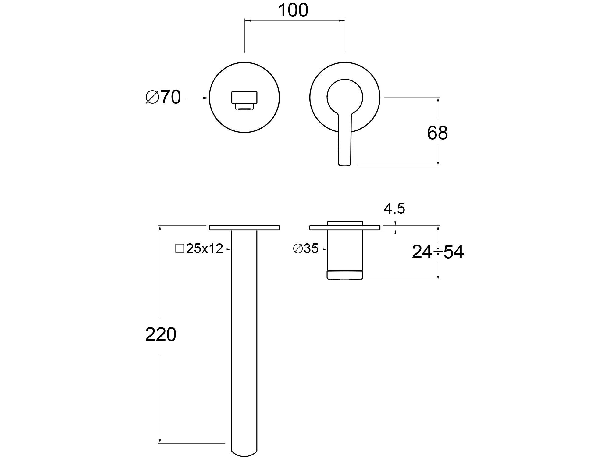 Однорычажный настенный смеситель для раковины GUGLIELMI RUBINETTERIE QR ARCH-00056190 - Вид №2