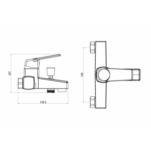 Orange OneLife P02-100cr Полимерный смеситель для ванны/душа без душевого набора, цвет: хром Хром sun-id-1517248 - Вид №1