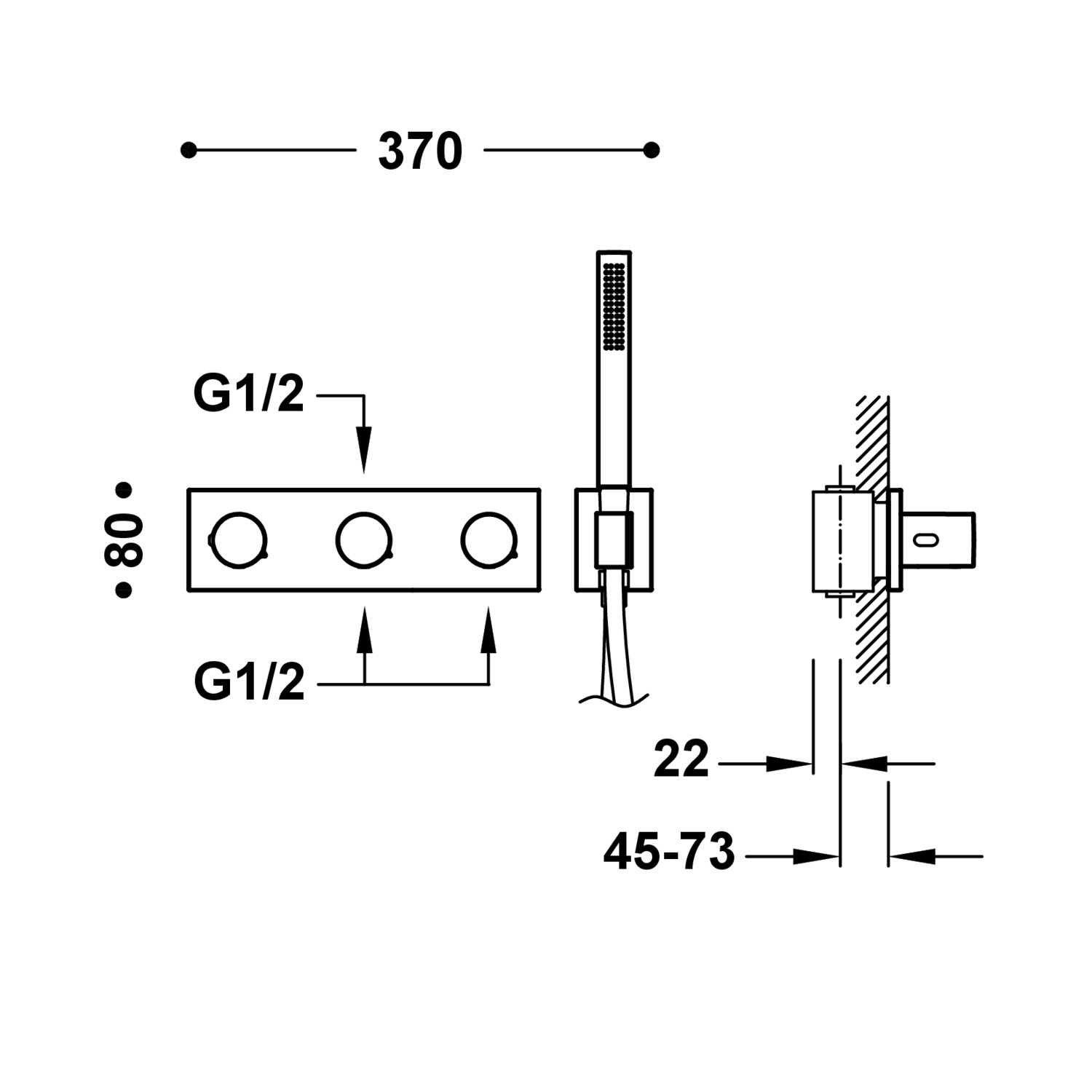 B-SYSTEM 3-ходовой встраиваемый термостатический смеситель B-system-30735301OM TRES Thermostatic - Вид №1