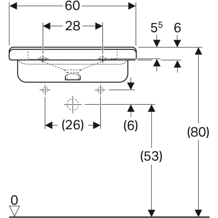 128665000 Раковина Geberit Renova Comfort Square, безбарьерная Geberit  - Вид №29
