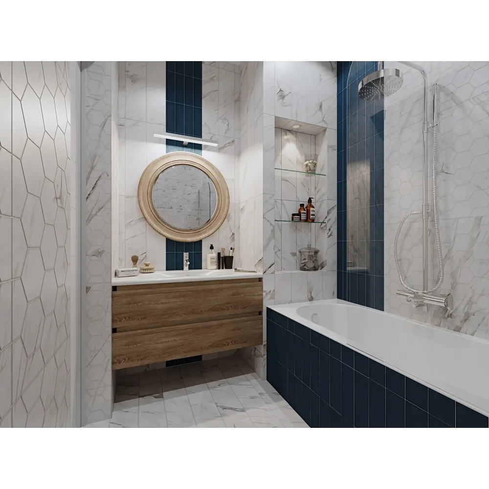 Плитка настенная Marble «Гексо» 60x30 см 1.62 м2 цвет белый матовый 82109583 STLM-2145793 BELANI  - Вид №6