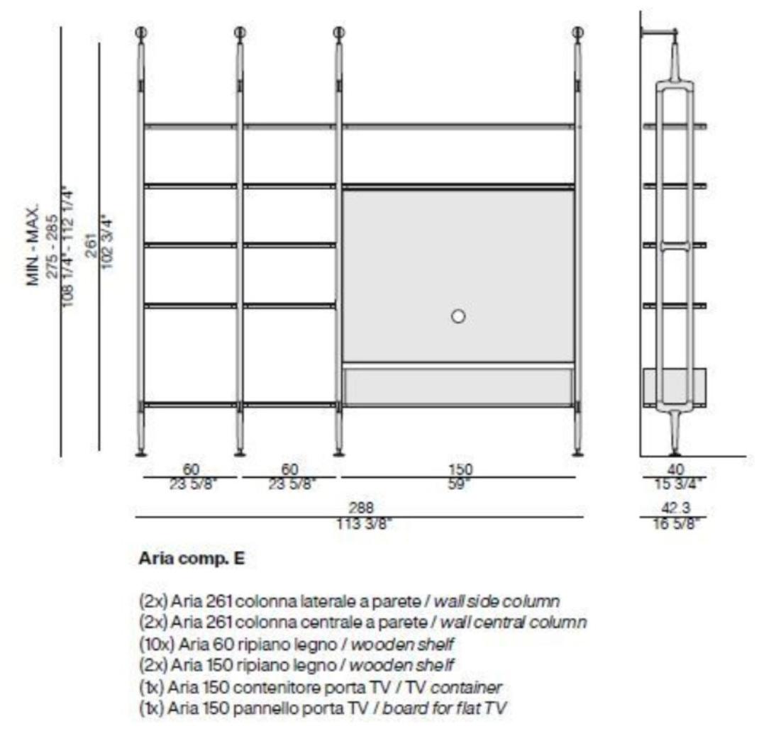 Porada Настенный книжный шкаф из ясеня с подставкой под телевизор Nineteen sun-id-1449327 - Вид №3