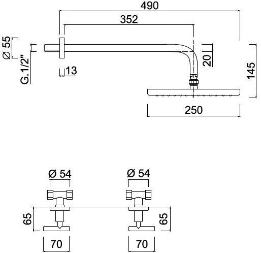 Rubinetteria Giulini Смеситель для душа с лейкой G4 F7715wb-25 - Вид №1