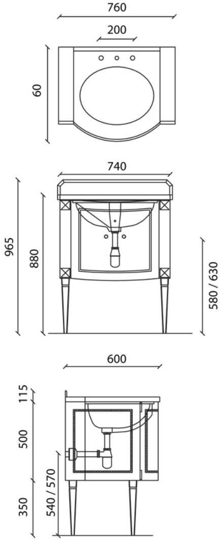 Gentry Home Тумба под раковину из красного дерева Chester sun-id-1405608 - Вид №2