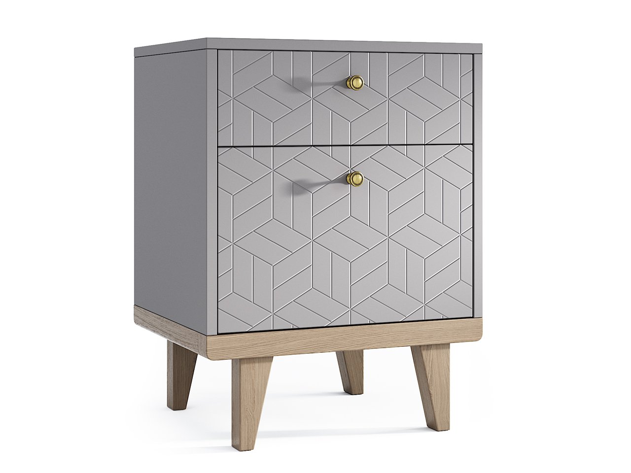 Тумбочка прикроватная для спальни с 2 ящиками серая Thimon THE IDEA  210327 Серый  - Вид №1