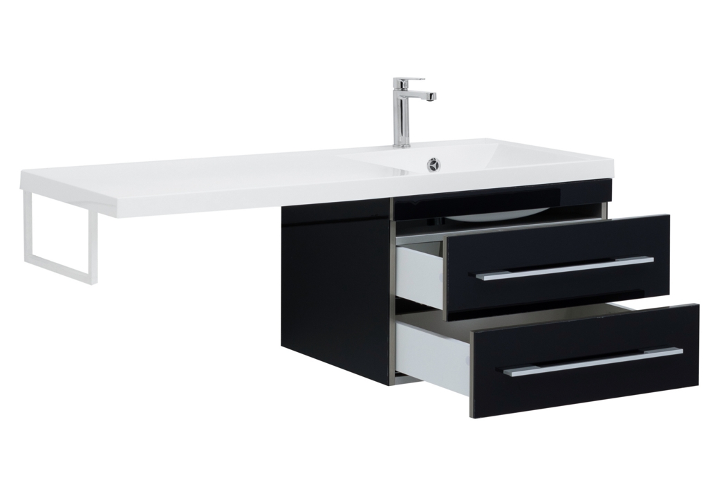 Тумба с раковиной Aquanet Верона 120 R черный (подвесная, 2 ящика) 0018017500239568 - Вид №11