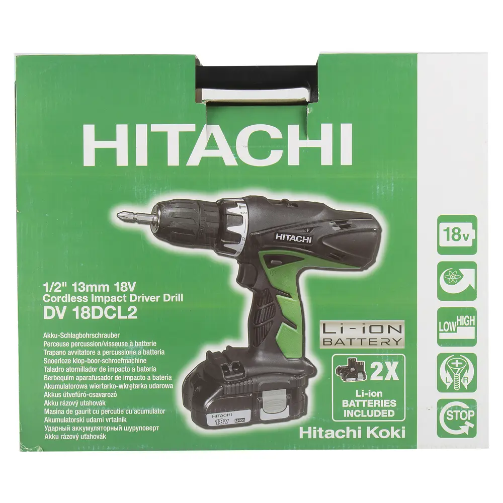 Шуруповерт ударный Hitachi DV18DCL2, Li-ion 18 В, 1.5 Ач 16358381 STLM-2055002  - Вид №4