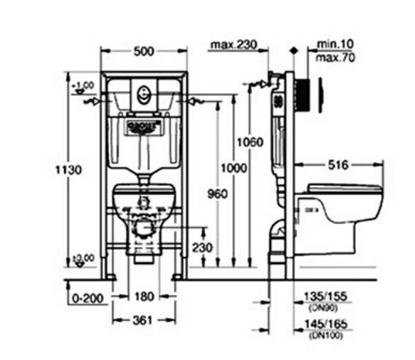 NW0033 Подвесной унитаз настенный Белый Grohe Solido Тайвань - Вид №1