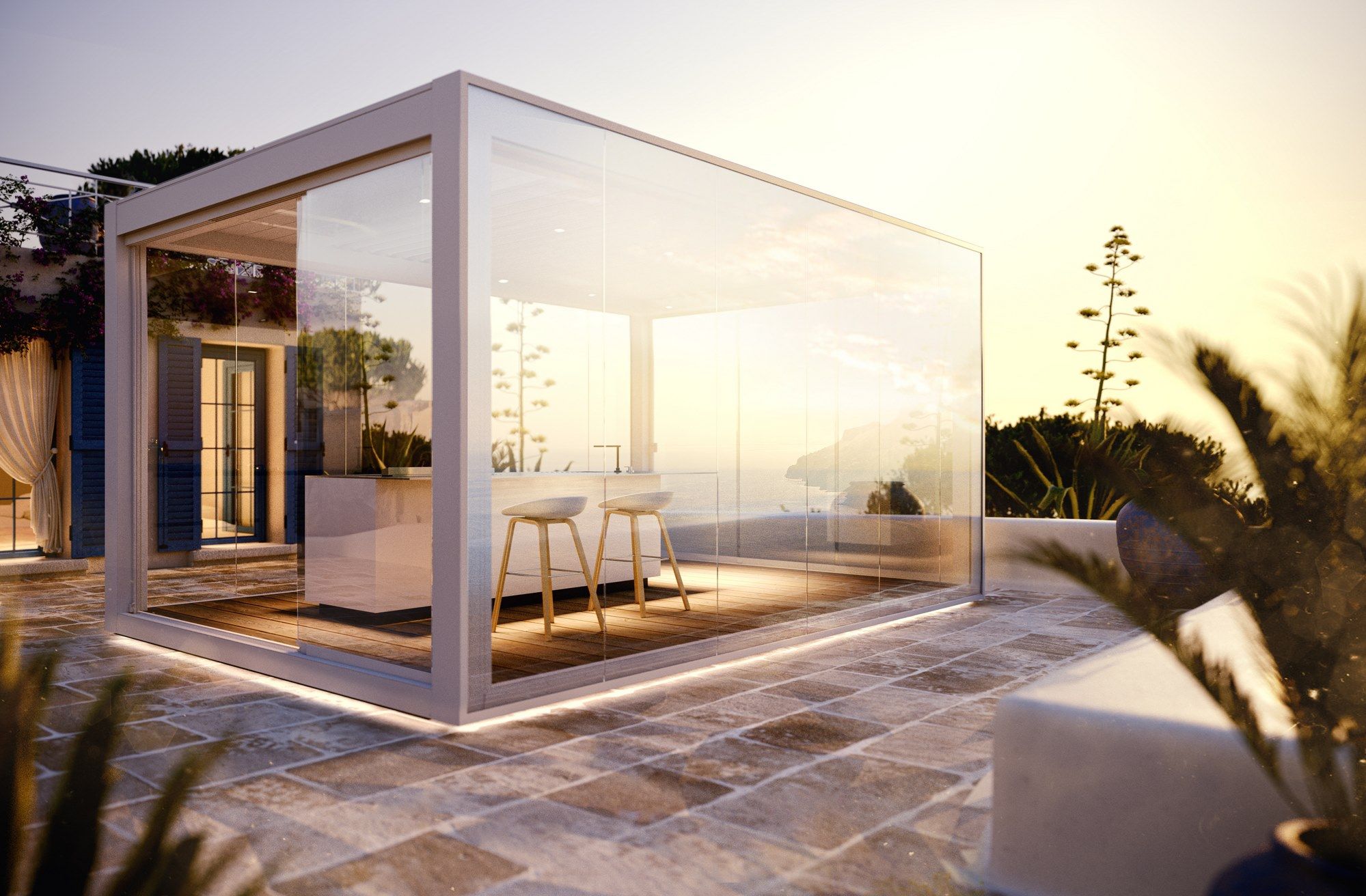 Биоклиматическая беседка с поворотными или убирающимися лезвиями Pratic Hi Pergolas ARCH-00038026 - Вид №4