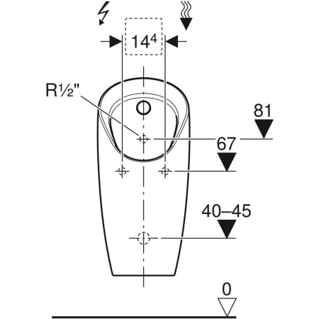 116.070.00.1 Писсуар Geberit Preda, для встроенной системы смыва Geberit  - Вид №3