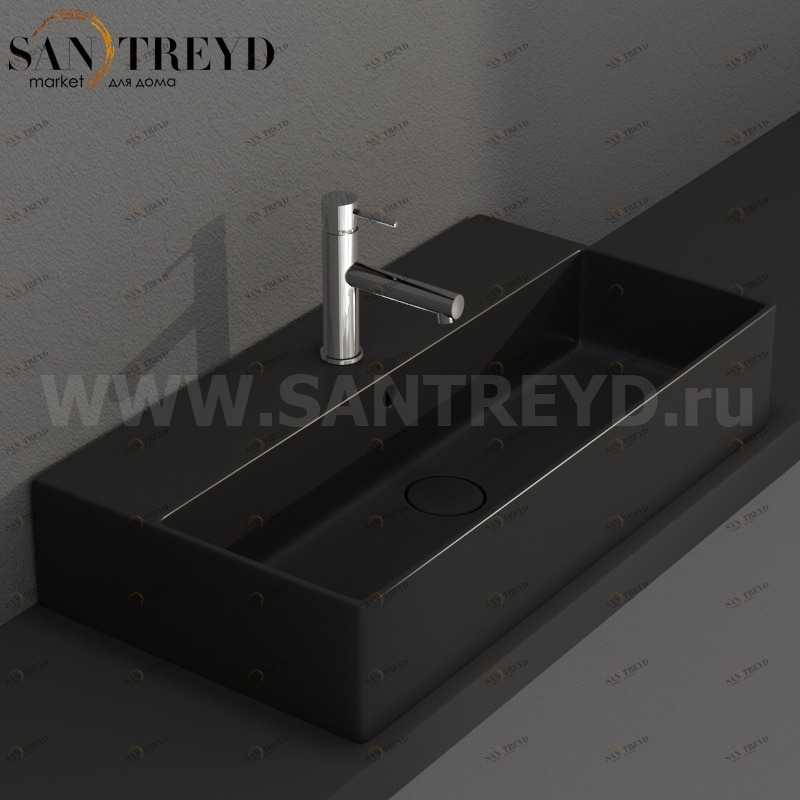 IN072AR Подвесная раковина настенная прямоугольная Ceramica Globo T-EDGE черная