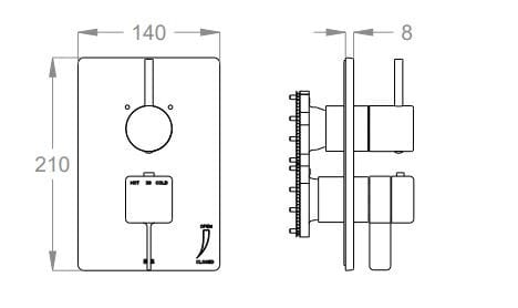 Встраиваемый термостатический смеситель для душа с переключателем Fir Italia Kelio 63 ARCH-00030441 - Вид №2