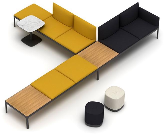 ENEA Модульная тканевая скамья со спинкой Kubika sun-id-1423881 - Вид №4