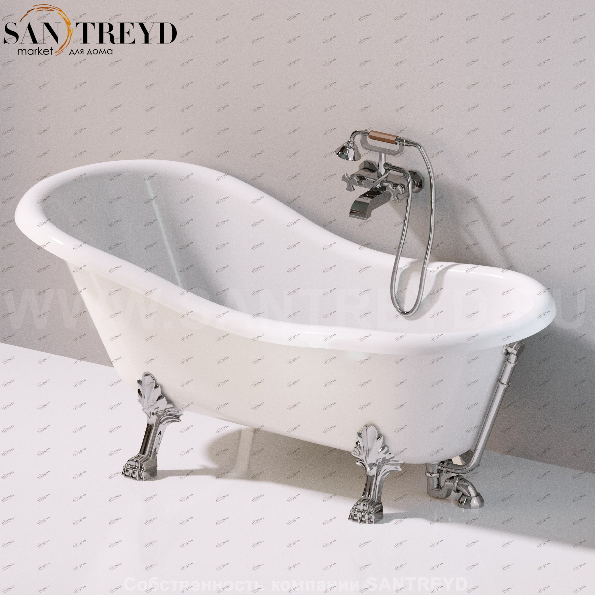 Flaminia EVERGREEN Ванна свободностоящая 170 см с хромированными ножками EG170.CR Ceramica Flaminia EG170CR