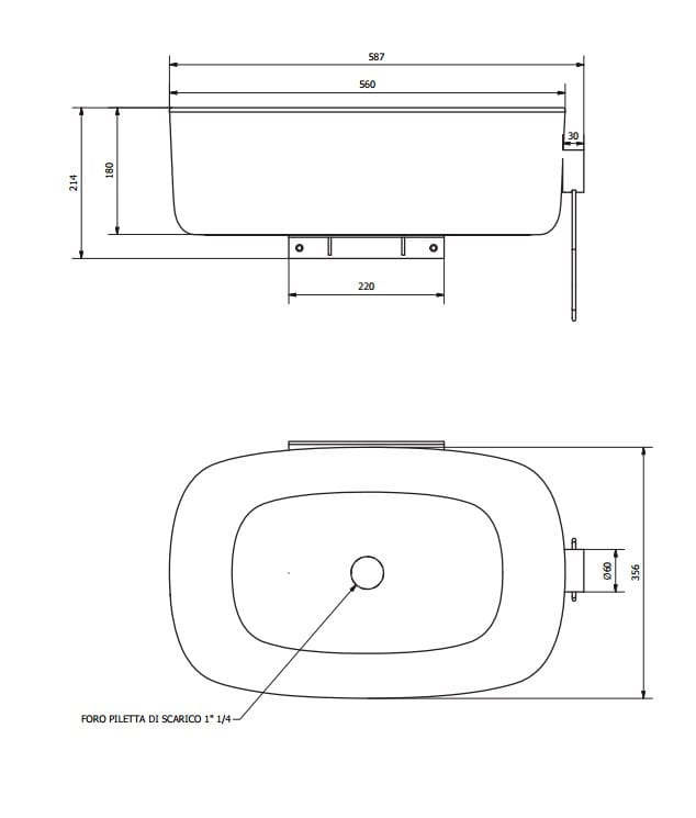 Одиночный подвесной умывальник EVER Life Design ARCH-00103842 - Вид №3