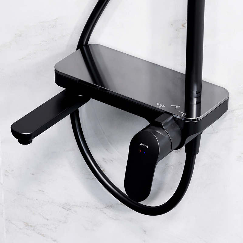 F0780722 душ.система: см-ль-полка д/ванны/душа душ.штанга 1030-1460мм верхний душ 220 мм ру AM.PM Like - Вид №2