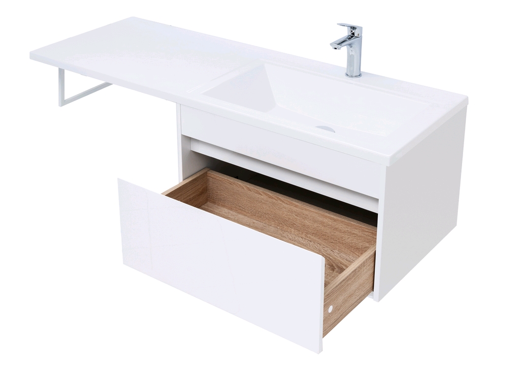 Тумба с раковиной Aquanet Токио 130 R белый (подвесная, 1 ящик) 0023691700235502 - Вид №6