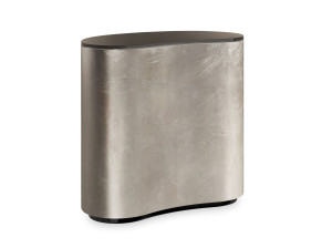 Высокий стеклянный журнальный столик с колесами