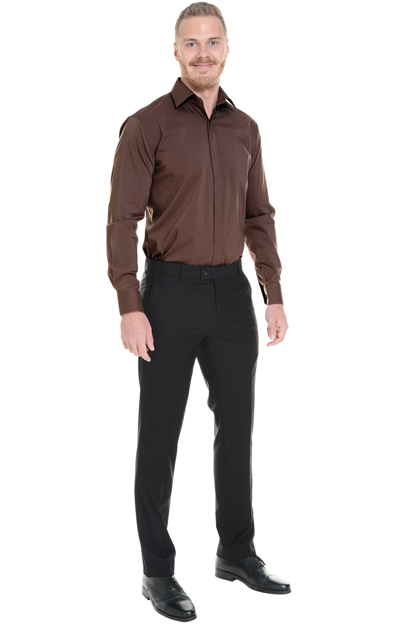 62457 Рубашка мужская  chocolate El-Risto  Корпоративная одежда  размер 43/176-182  - Вид №5