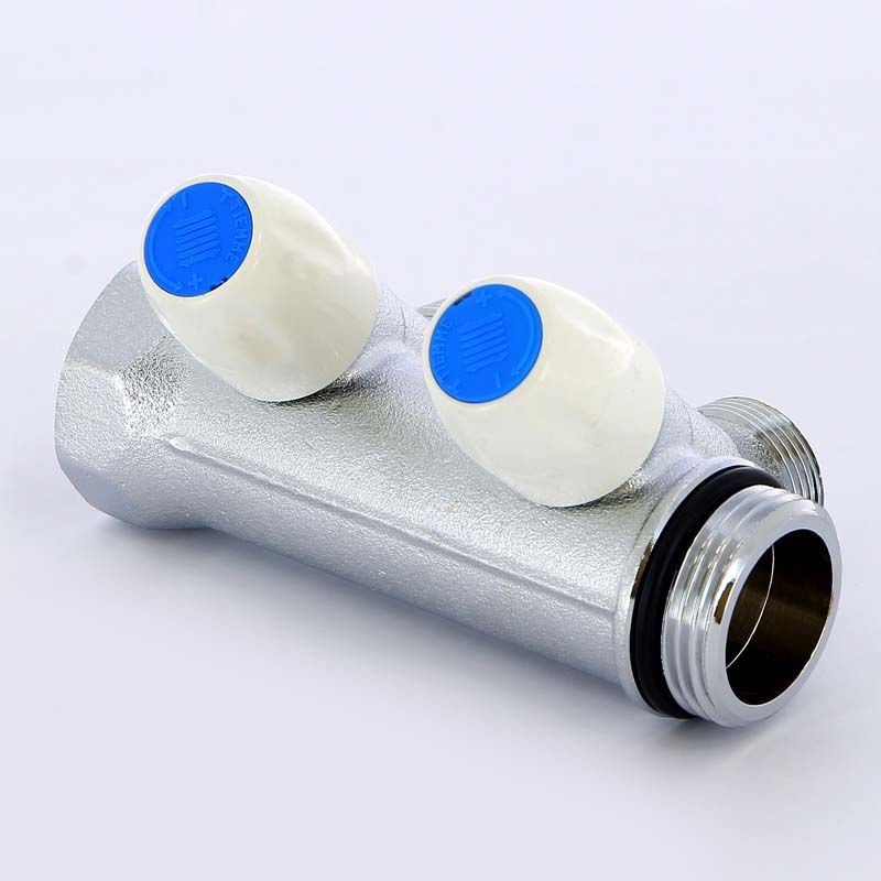 Коллектор НВ 1" с вентилями хромированный TIEMME 2 выхода 3/4"ЕК 50мм 1860024 - Вид №3