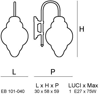 Siru Настенный светильник для улицы из муранского стекла Classic Eb 101-040 - Вид №2