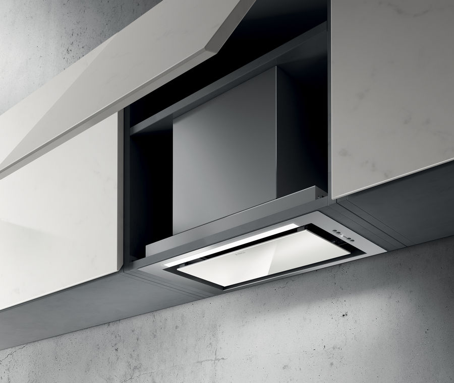 HIDDEN IXGL/A/60-PRF0097676 Встраиваемые вытяжки / тип встраиваемая, 52.3 см, 1200 куб.м., электронное управление, нержавеющая сталь+белое стекло Elica  - Вид №1