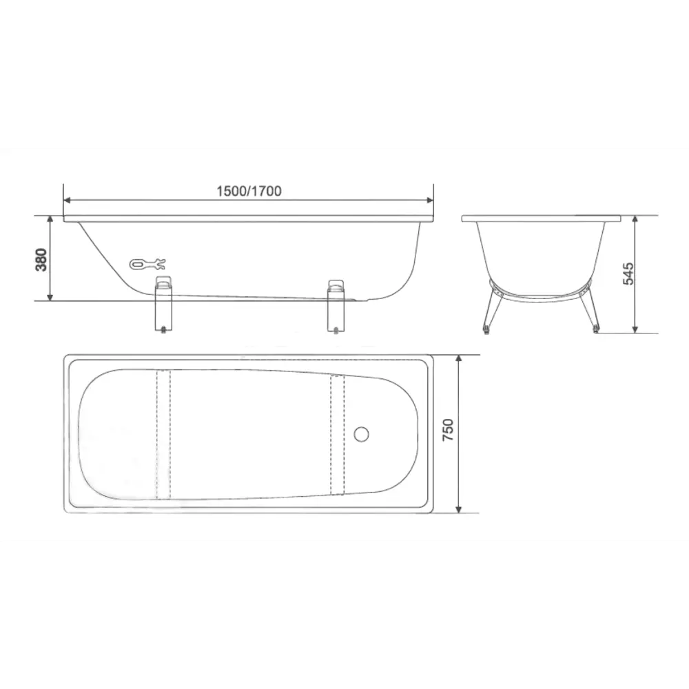 Ванна Classic стальная 150x75 см ножки в комплекте 83212812 STLM-2044473 Santreyd - Вид №1