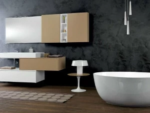 Mobiltesino Подвесная тумба под умывальник со шкафом, лакированная Velvet