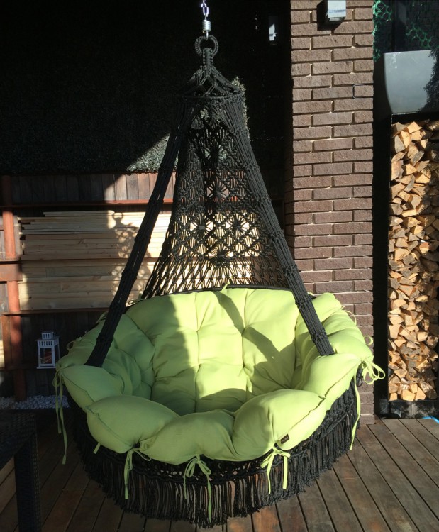 Подвесное кресло-качели коричневое с бежевыми подушками без каркаса Cartagena BESTA FIESTA ПОДВЕСНОЕ КРЕСЛО КАЧЕЛИ 044122 Бежевый;коричневый  - Вид №3