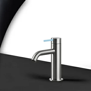 Смеситель для раковины сталь матовая с голубой ручкой Toki Radomonte TKI1SCIL17