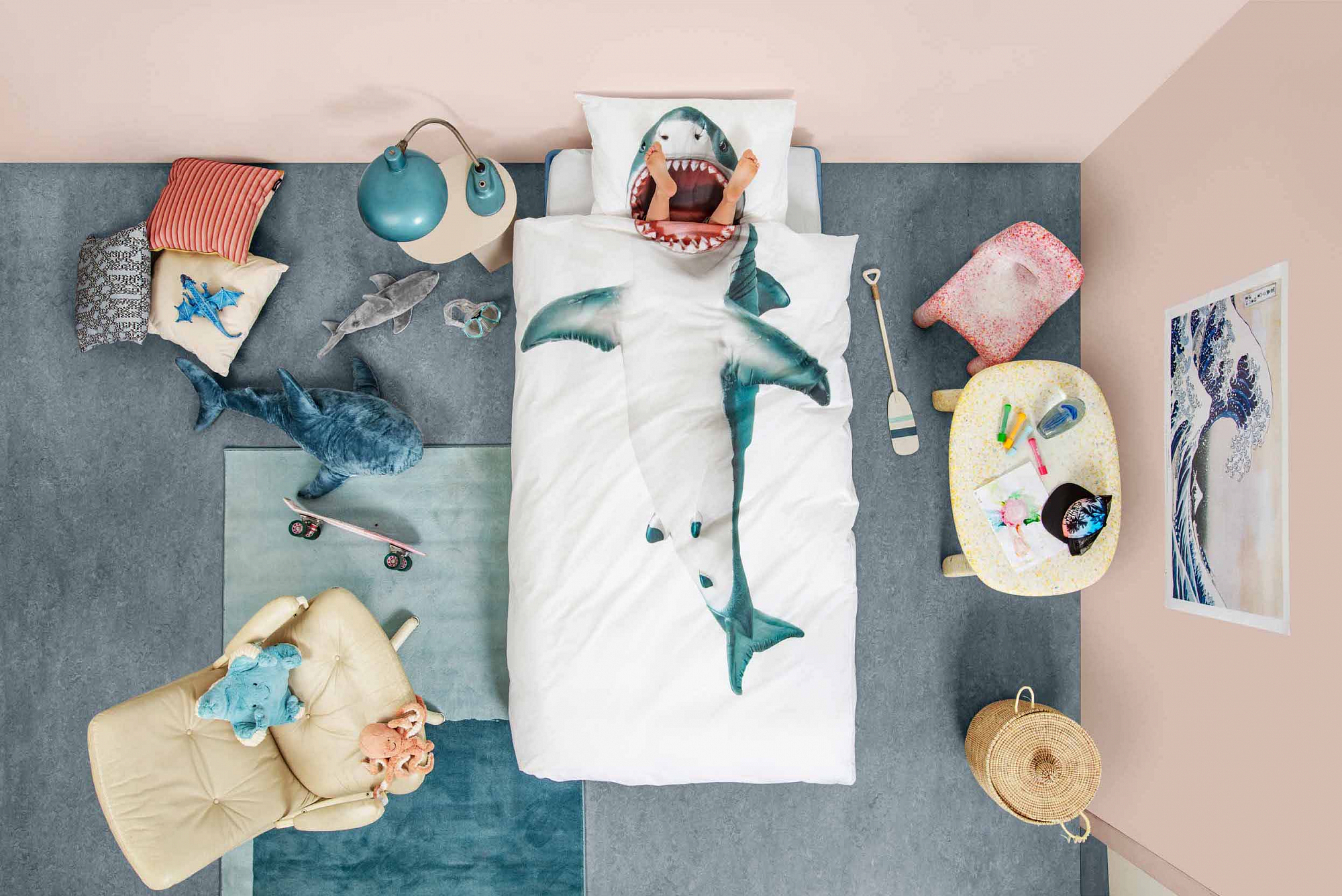 Детское постельное белье двуспальное "Акула" 200х220 см SNURK  335400 Белый;серый  - Вид №4