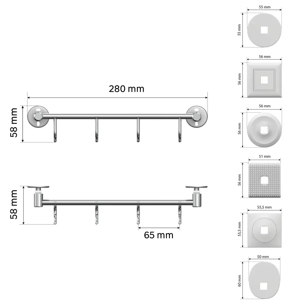 Держатель для полотенец Lemer You-Design 4 крючка цвет хром 82808596 STLM-2129006 - Вид №4