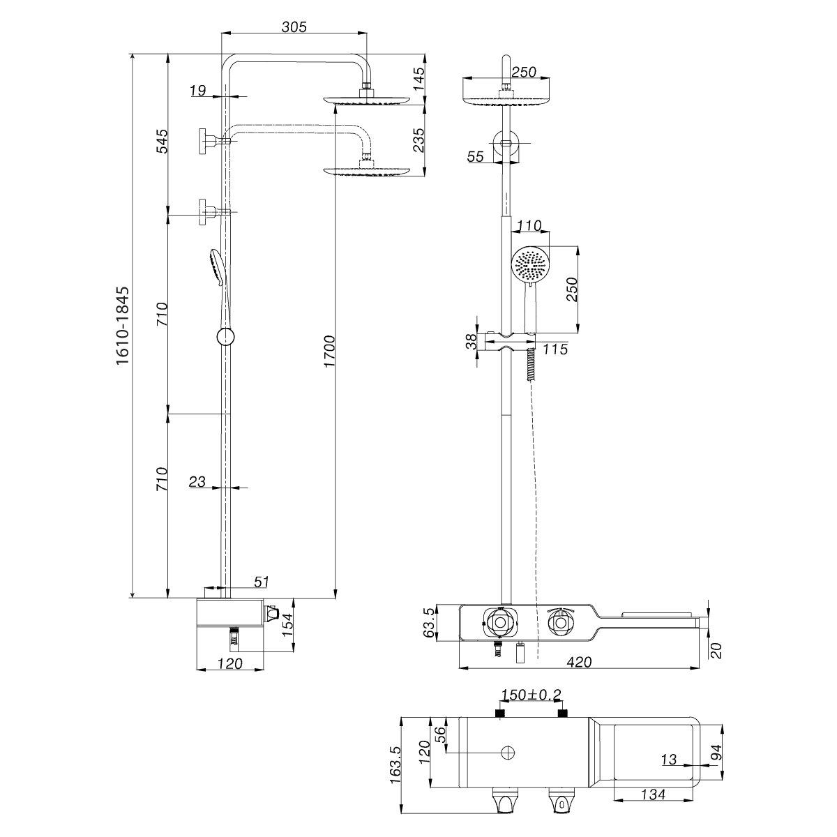 LM7009C Смеситель Tropic LM7009С для ванны и душа, термостатический LEMARK TROPIC  - Вид №3