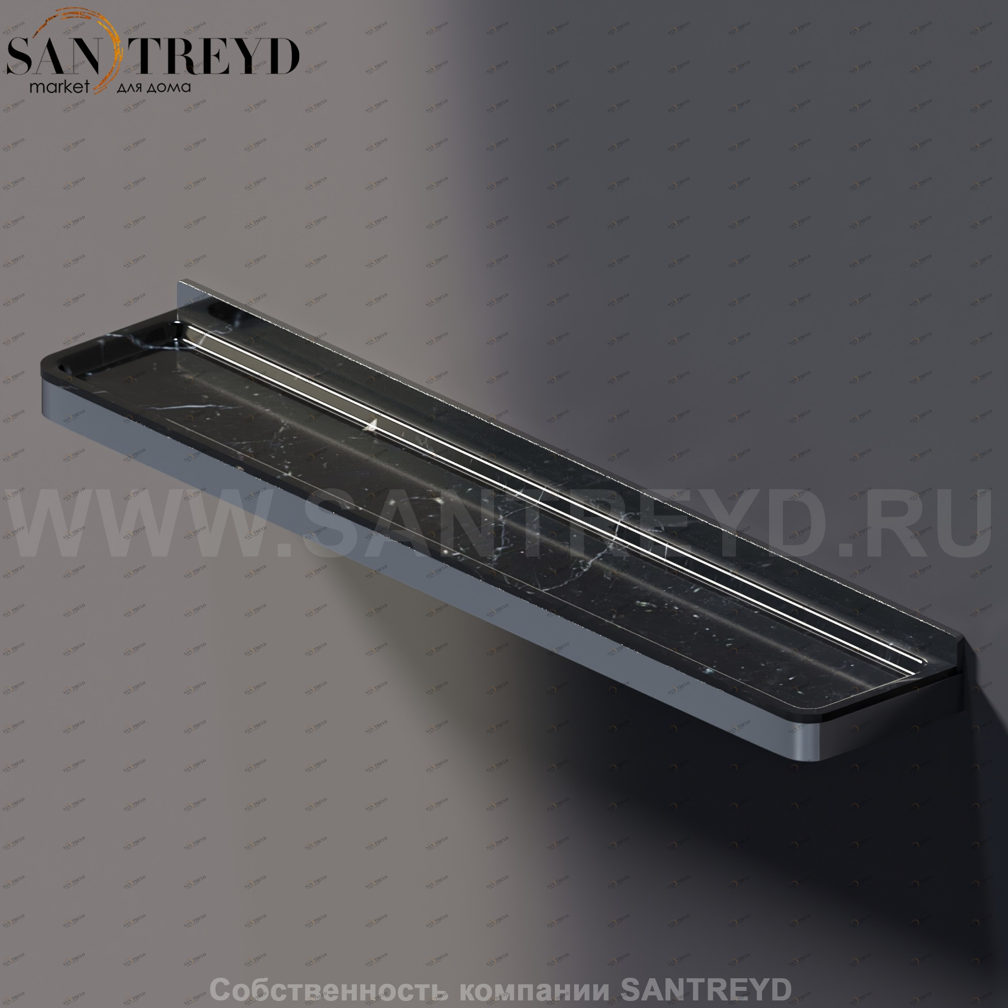 Agape MEMORY Полка 70 см из черного мрамора в хромированном каркасе AMEM856ANM