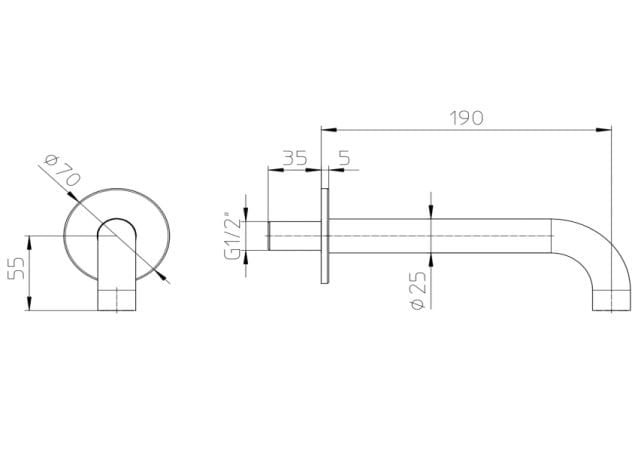 Дозирующий носик из нержавеющей стали для ванны Bossini NOBU-Inox AISI 316L ARCH-00070682