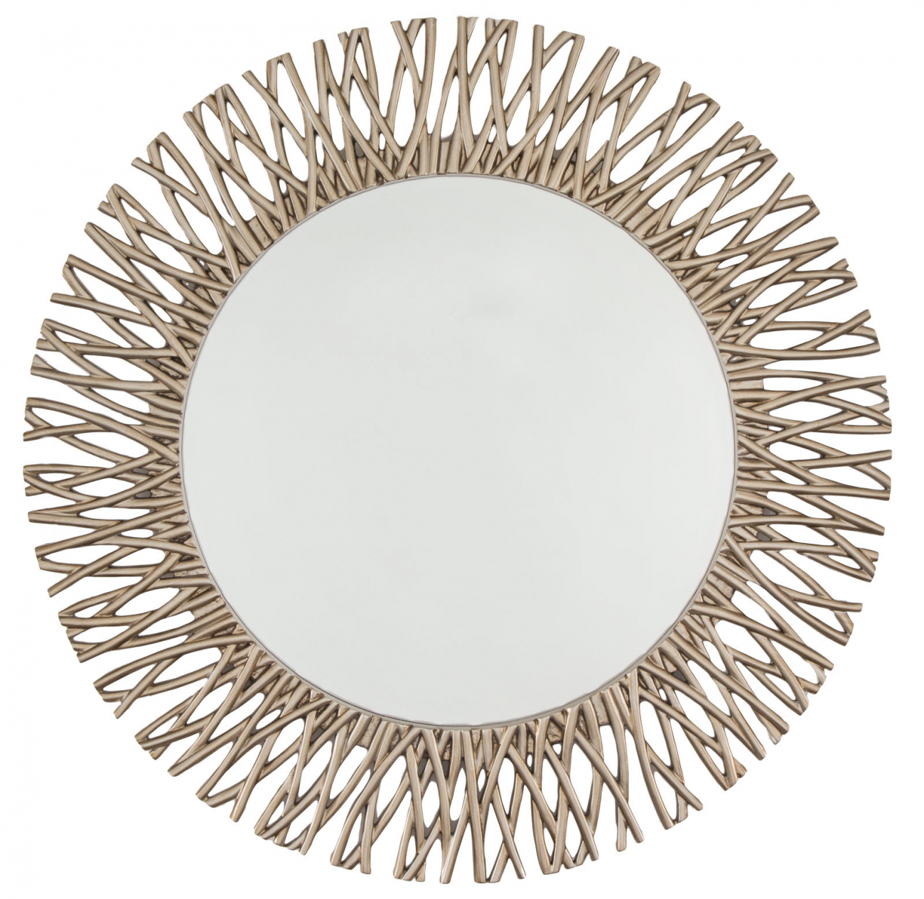 Зеркало большое круглое бежевое в раме с ветками Adel PUSHA ДИЗАЙНЕРСКИЕ 062579 Золото  - Вид №1