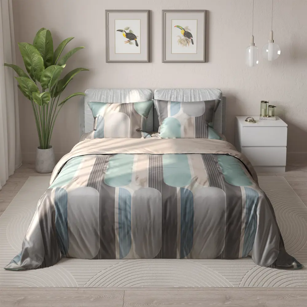 Комплект постельного белья Eclair Ларго евро сатин разноцветный STLM-2174445