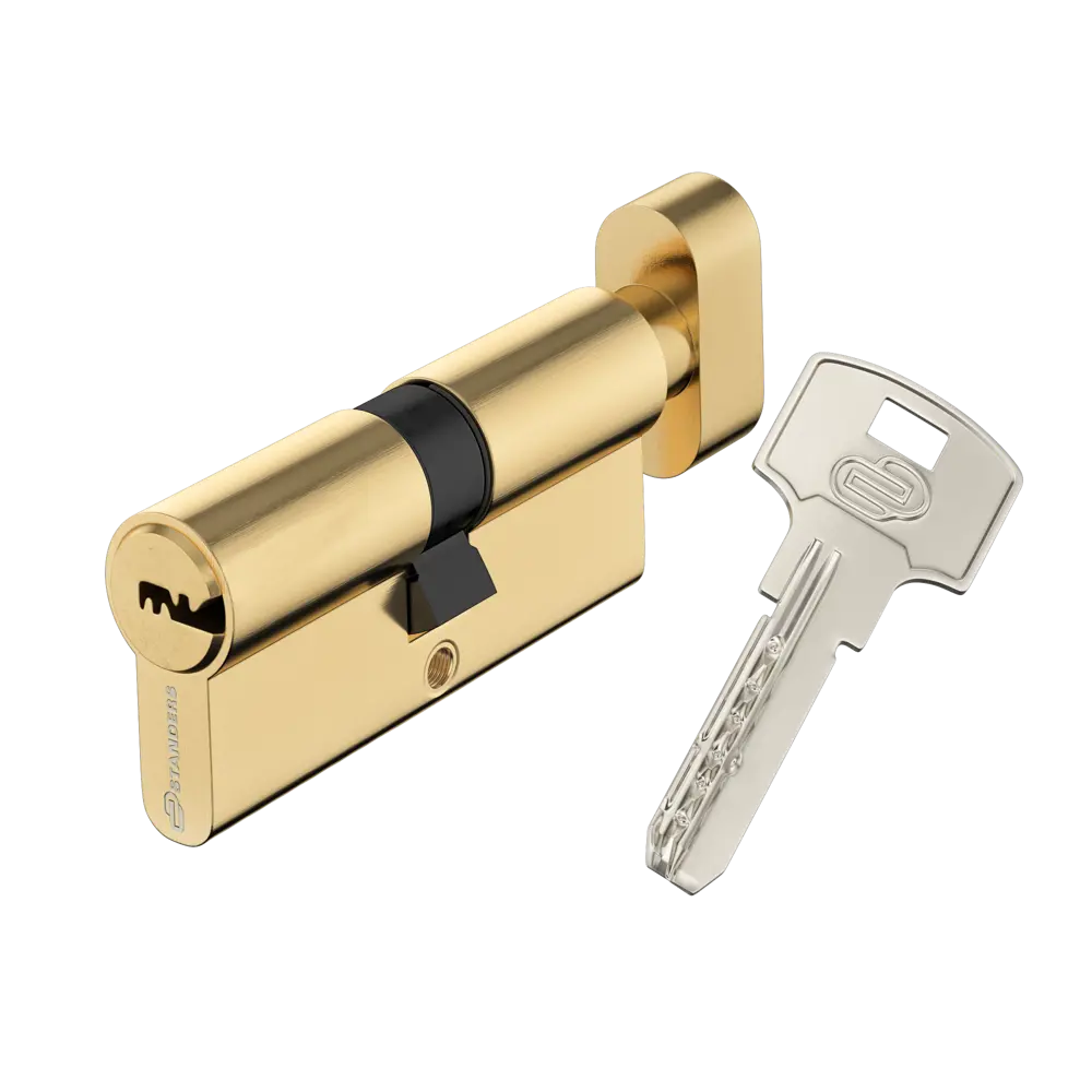 Цилиндр Standers TTAL1-3535NBGD, 35x35 мм, ключ/вертушка, цвет латунь 82625296 STLM-2078621 