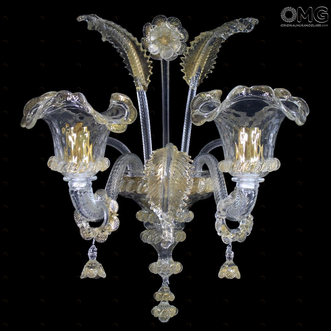 1237 ORIGINALMURANOGLASS Настенный светильник Бра Элегантный с золотом - муранское стекло OMG  см CLASSICO