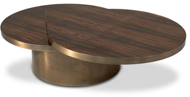 KOKET Журнальный столик из латуни со столешницей из шпонированного дерева Tears sun-id-1443845 - Вид №2