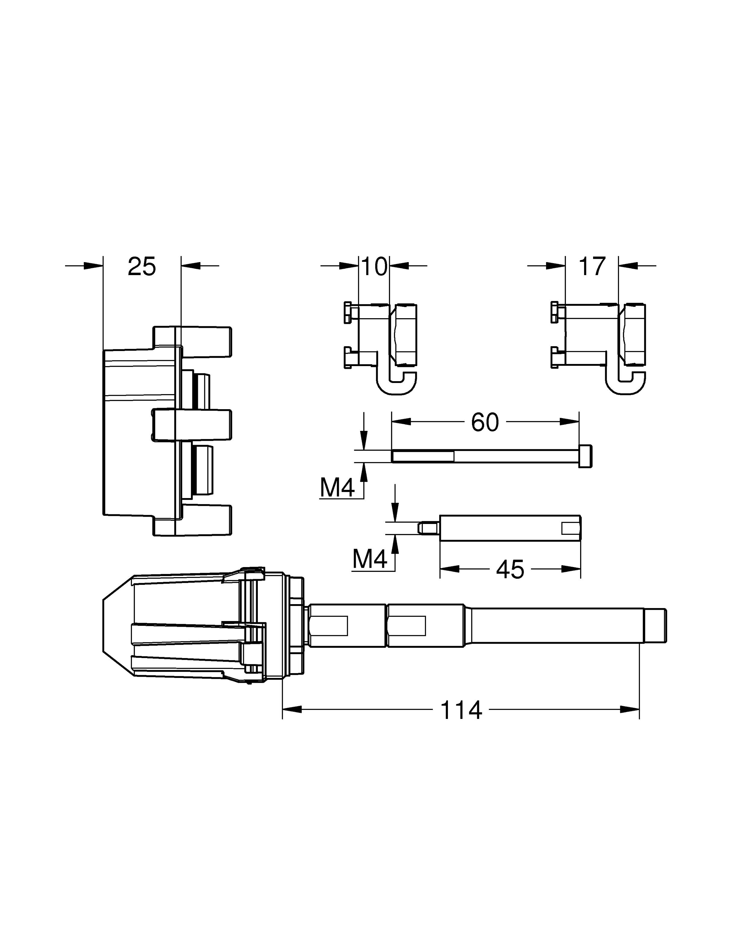 Универсальный набор удлинителей GROHE Rapido SmartBox 50 мм - для комплектов верхней монтажной части смесителей однорычажных (14057000) - Вид №1