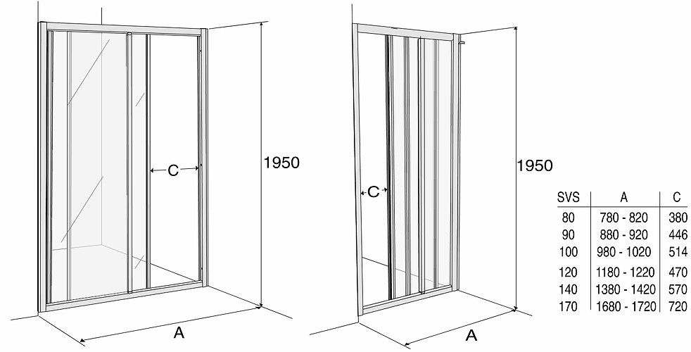 604580 IFO Душевая кабина прямая SVS VK, белые лакированные профили, прозрачное стекло, SVS VK 1400 Solid - Вид №1