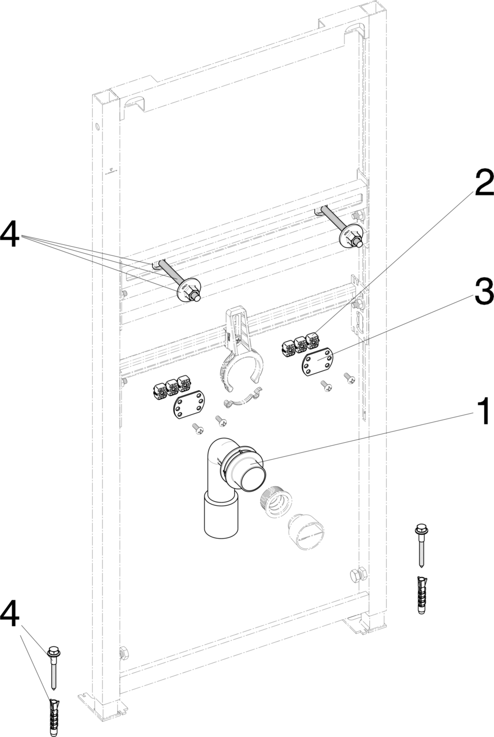 Системная техника  Viega Eco Plus  Элементы для умывальников VIEGA 641 023 *) Модель 8164 Santreyd  - Вид №3