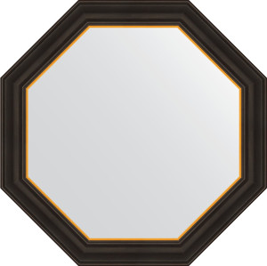 BY 7403 Зеркало в багетной раме - черное дерево с золотом 71 mm EVOFORM Octagon