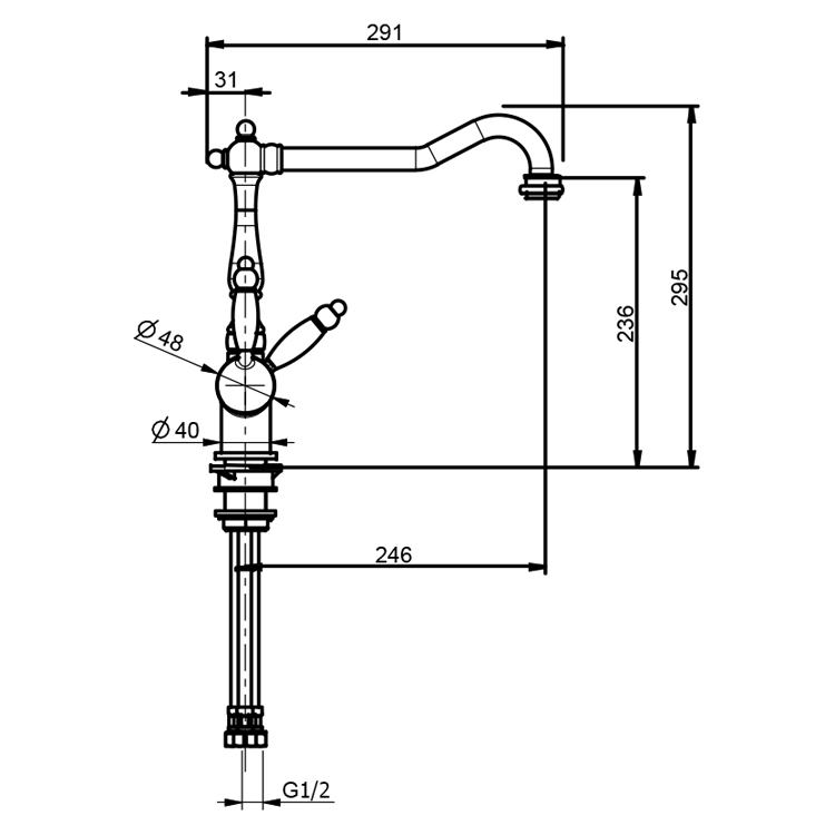 BY920802010 Смеситель для кухни Webert Kitchen Byblos  - Вид №1