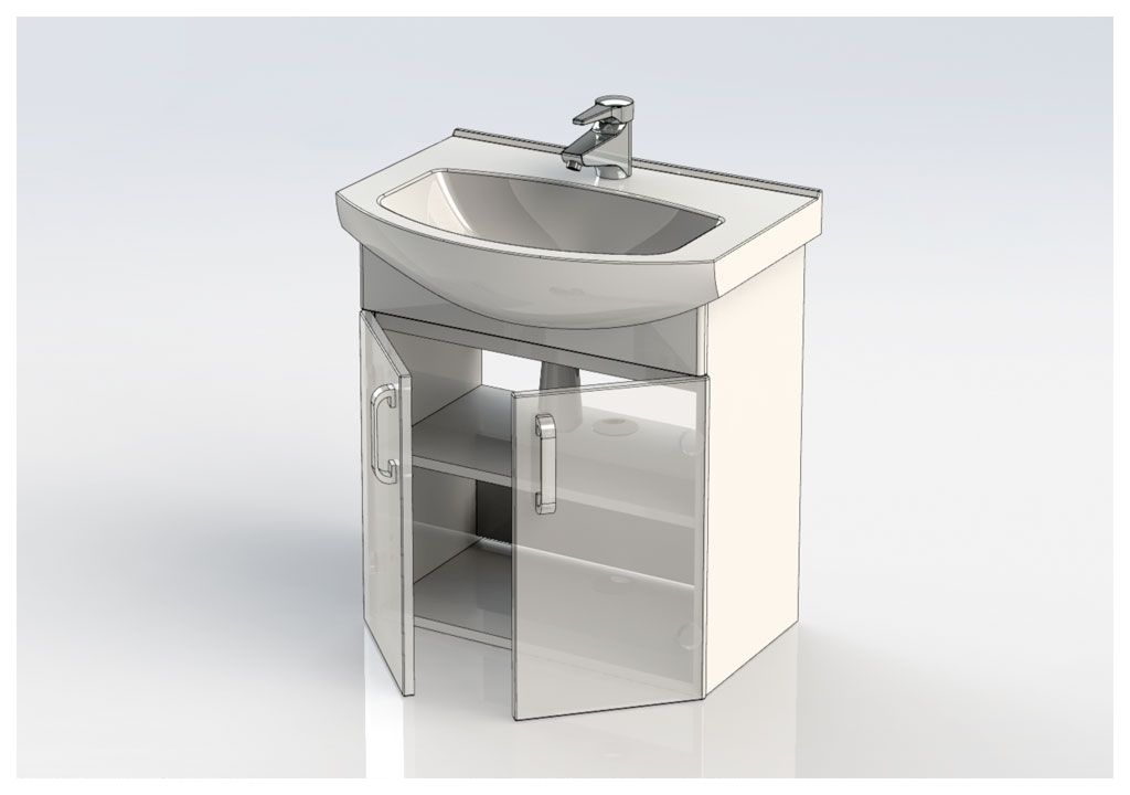 Тумба с раковиной Aquanet Ирис 60 белый (2 дверцы) 0019838000182641 - Вид №9