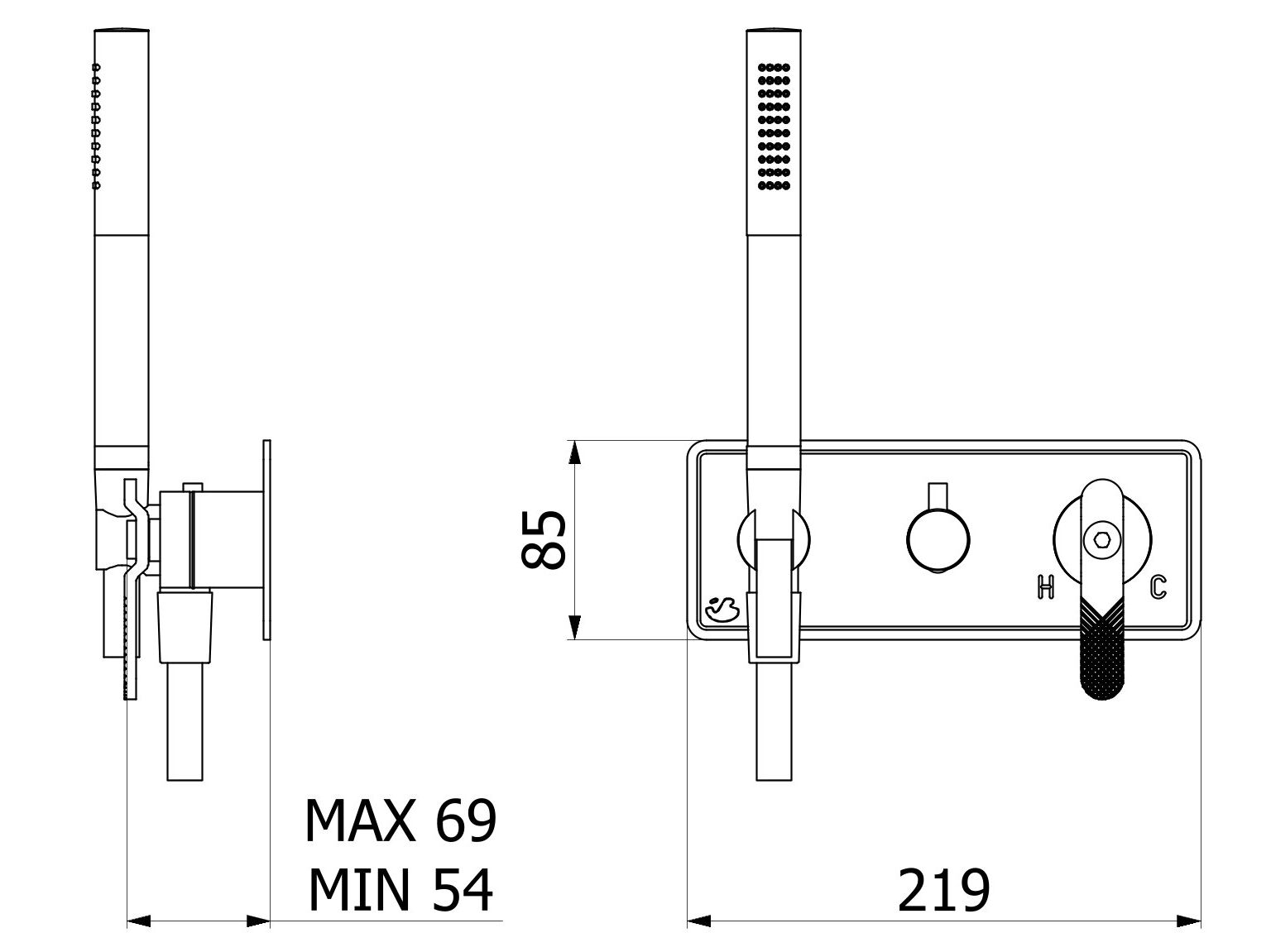 Встраиваемый смеситель для душа с ручным душем IB Bold ARCH-00065132 - Вид №24